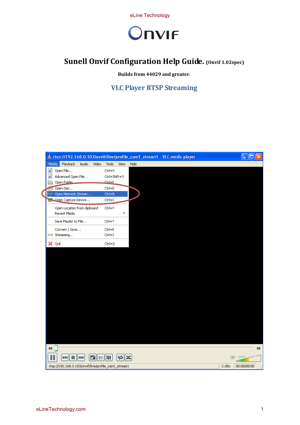 eLine Technology SIP VLC Player RTSP Streaming User Manual | 2 pages