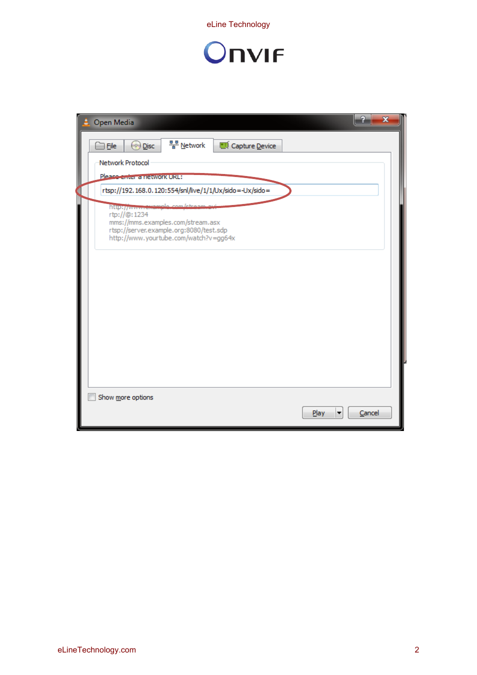 eLine Technology SIP VLC Player RTSP Streaming User Manual | Page 2 / 2