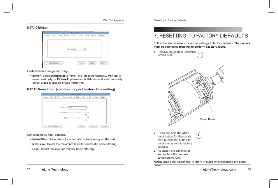 Resetting to factory defaults | eLine Technology SIP-B-R User Manual | Page 34 / 36