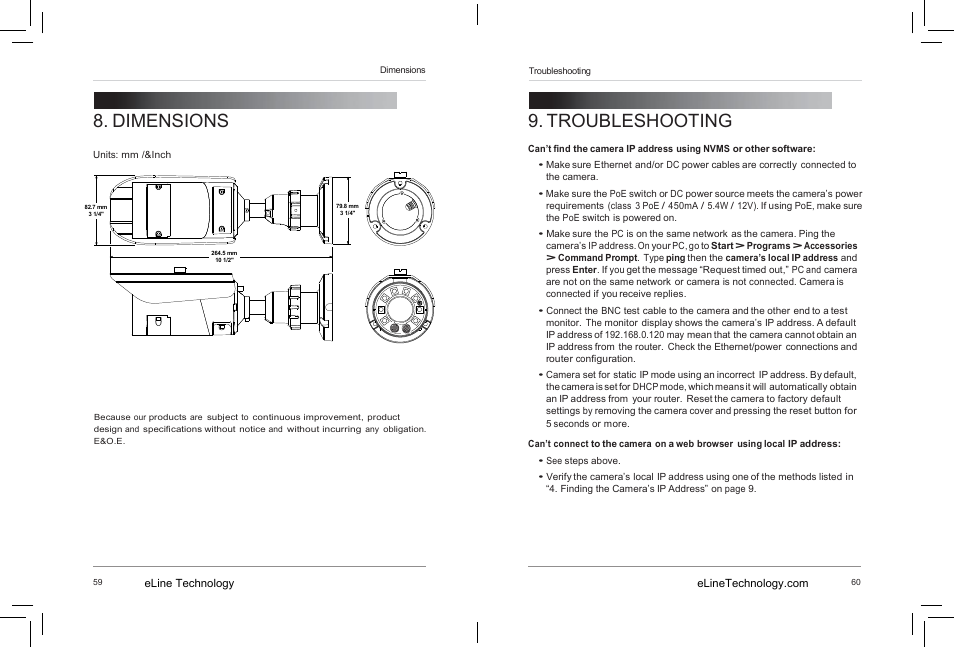 Troubleshooting, Dimensions | eLine Technology SIP-B-R User Manual | Page 35 / 36