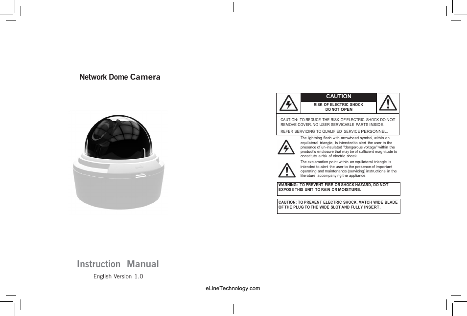 Instruction manual, Network dome camera | eLine Technology SIP-D User Manual | Page 2 / 36