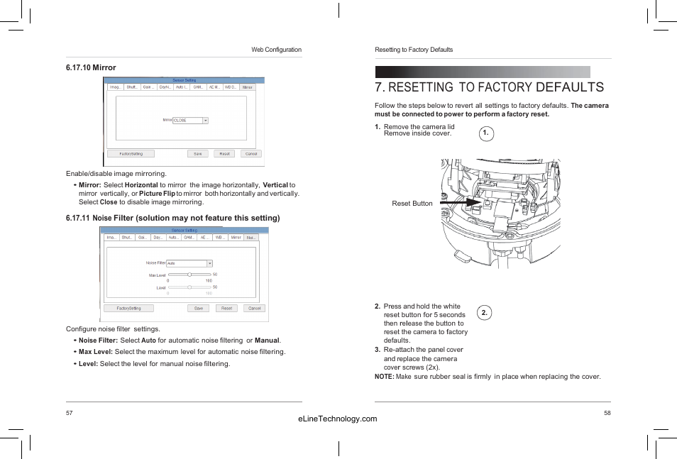 Resetting to factory defaults | eLine Technology SIP-D User Manual | Page 34 / 36