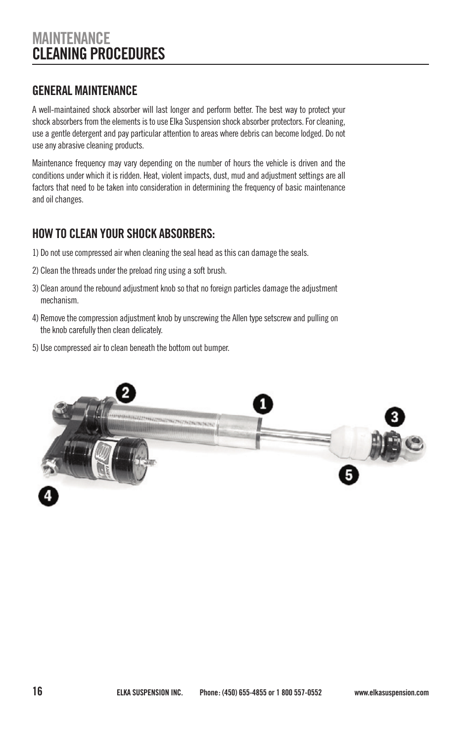 Maintenance cleaning procedures, General maintenance, How to clean your shock absorbers | Elka Suspension SHOCK ABSORBERS User Manual | Page 16 / 24