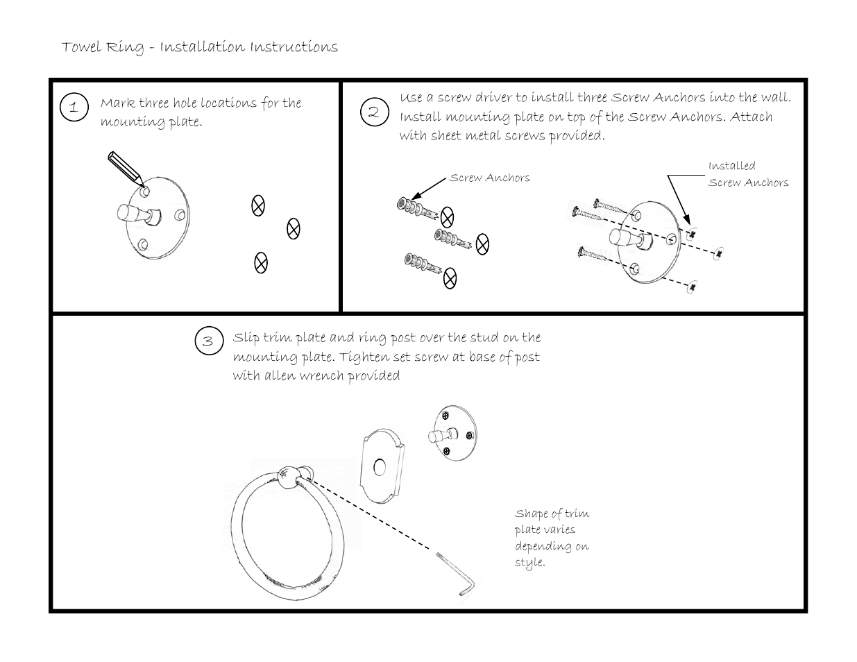 Emtek Towel Ring User Manual | 1 page