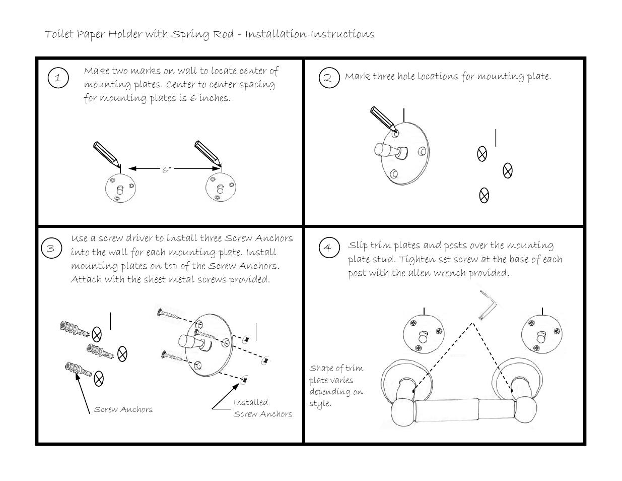 Emtek Toilet Paper Holder Spring Rod Style User Manual | 1 page