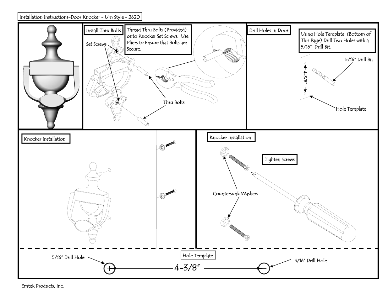Emtek Door Knocker-Urn Style User Manual | 1 page
