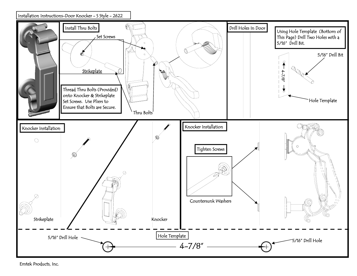 Emtek Door Knocker-S Style User Manual | 1 page