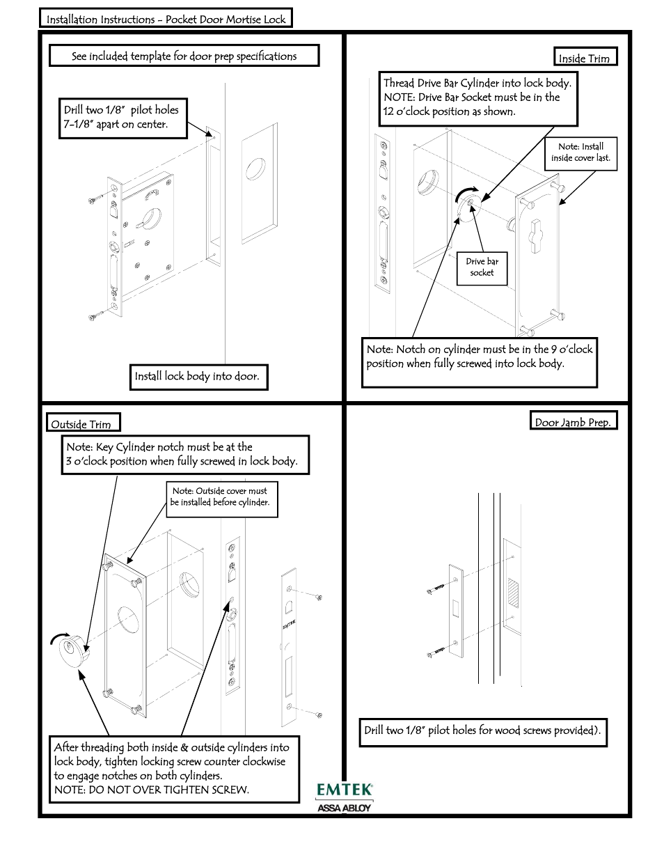 Emtek Door Mortise Lock-Keyed User Manual | 1 page