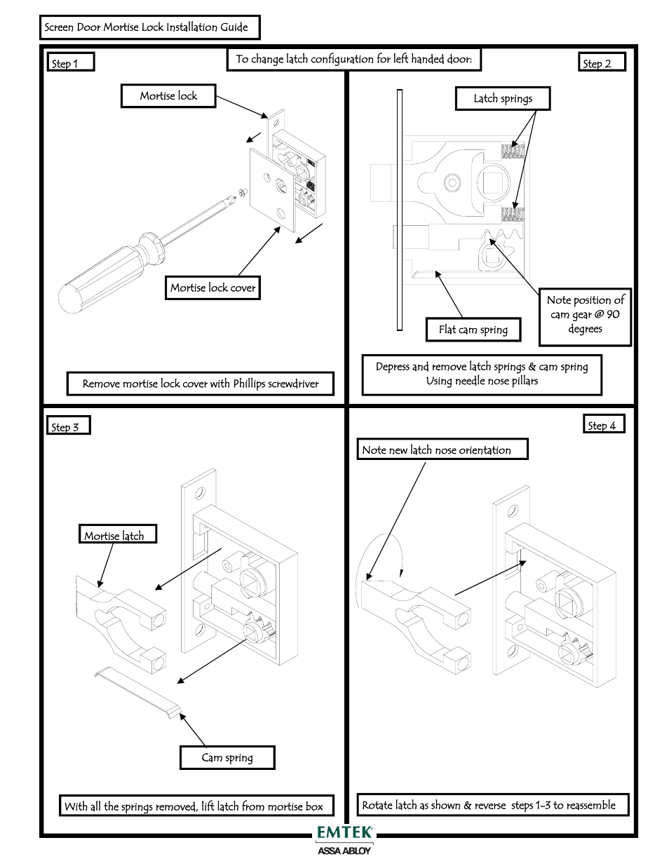 Emtek Screen Door Mortise Lock User Manual | Page 2 / 2