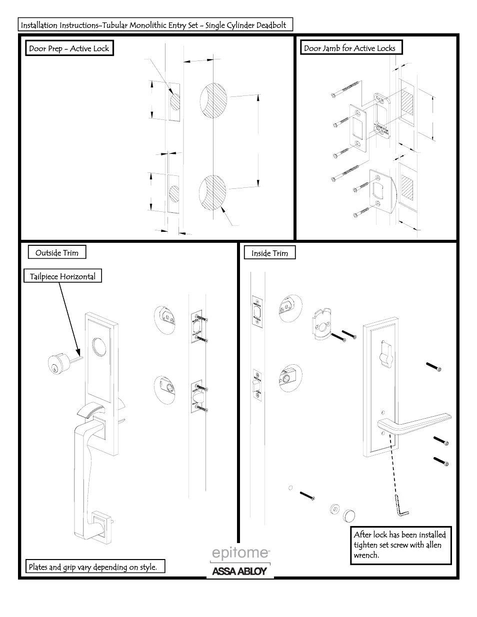 Emtek Tubular Entrance Single Cylinder User Manual | 1 page