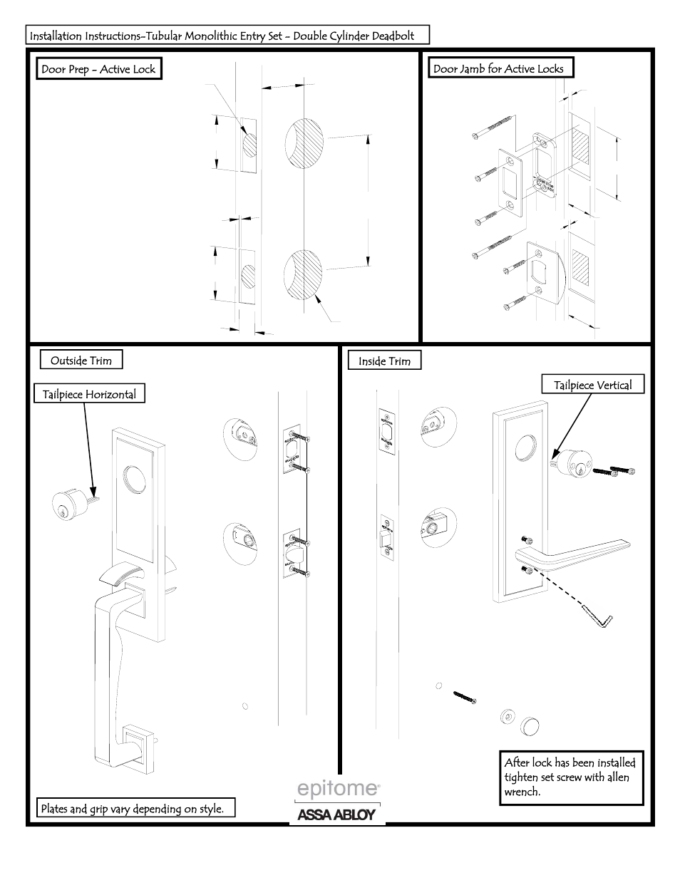 Emtek Tubular Entrance Double Cylinder User Manual | 1 page