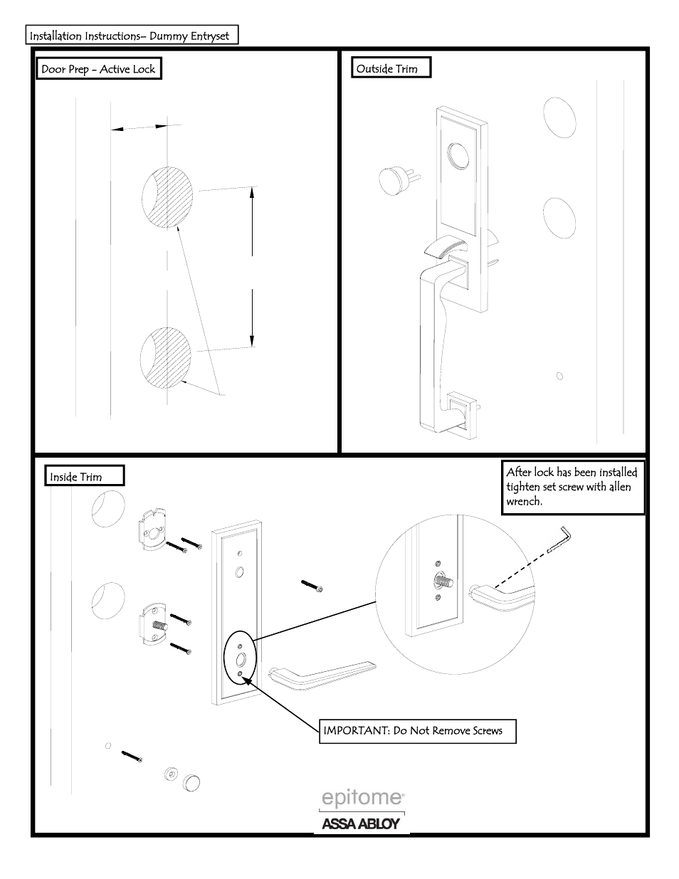 Emtek Tubular Entrance Dummy User Manual | 1 page