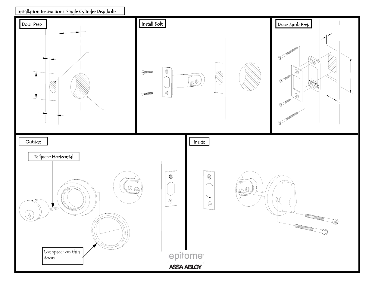 Emtek Deadbolt Single Cylinder User Manual | 1 page