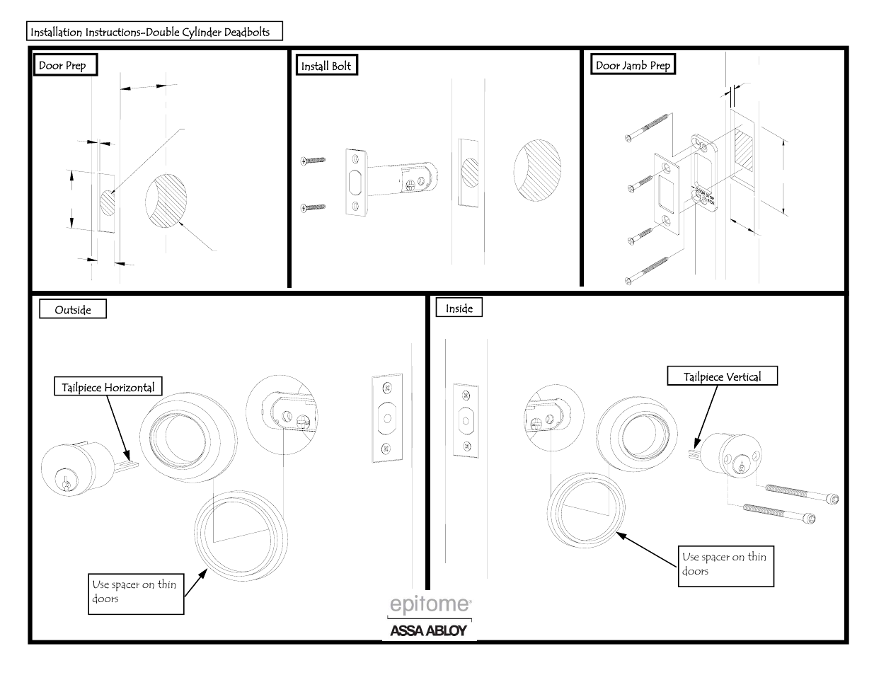 Emtek Deadbolt Double Cylinder User Manual | 1 page