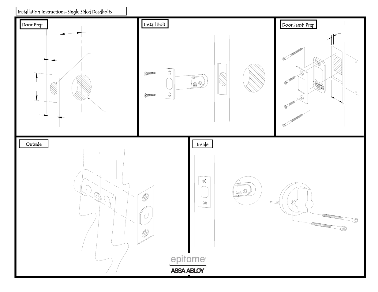 Emtek Deadbolt Single Sided User Manual | 1 page