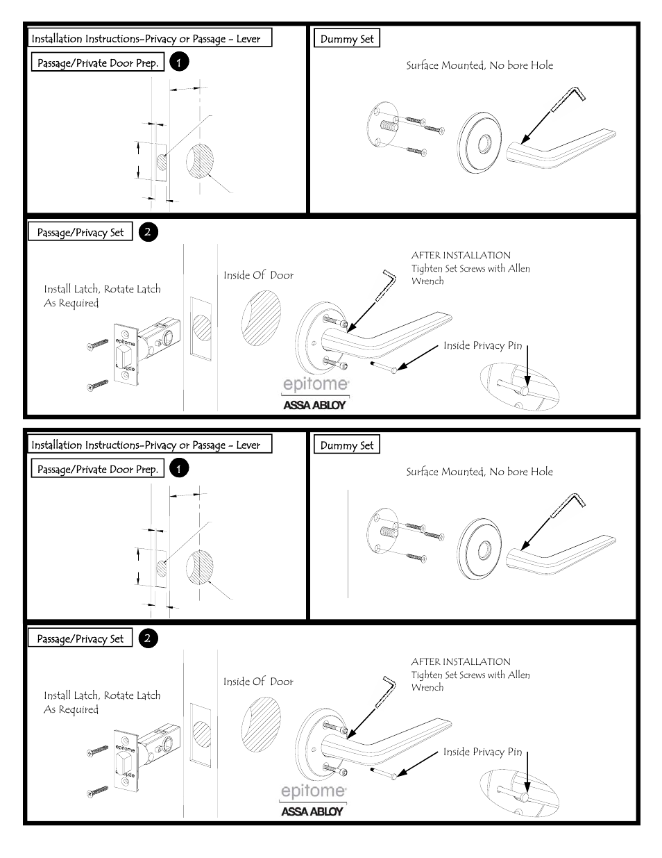 Emtek Passage Privacy User Manual | 1 page