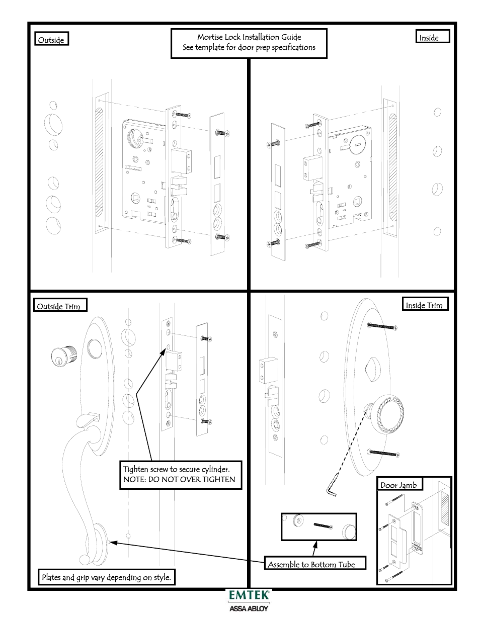 Emtek Mortise Lock User Manual | 1 page