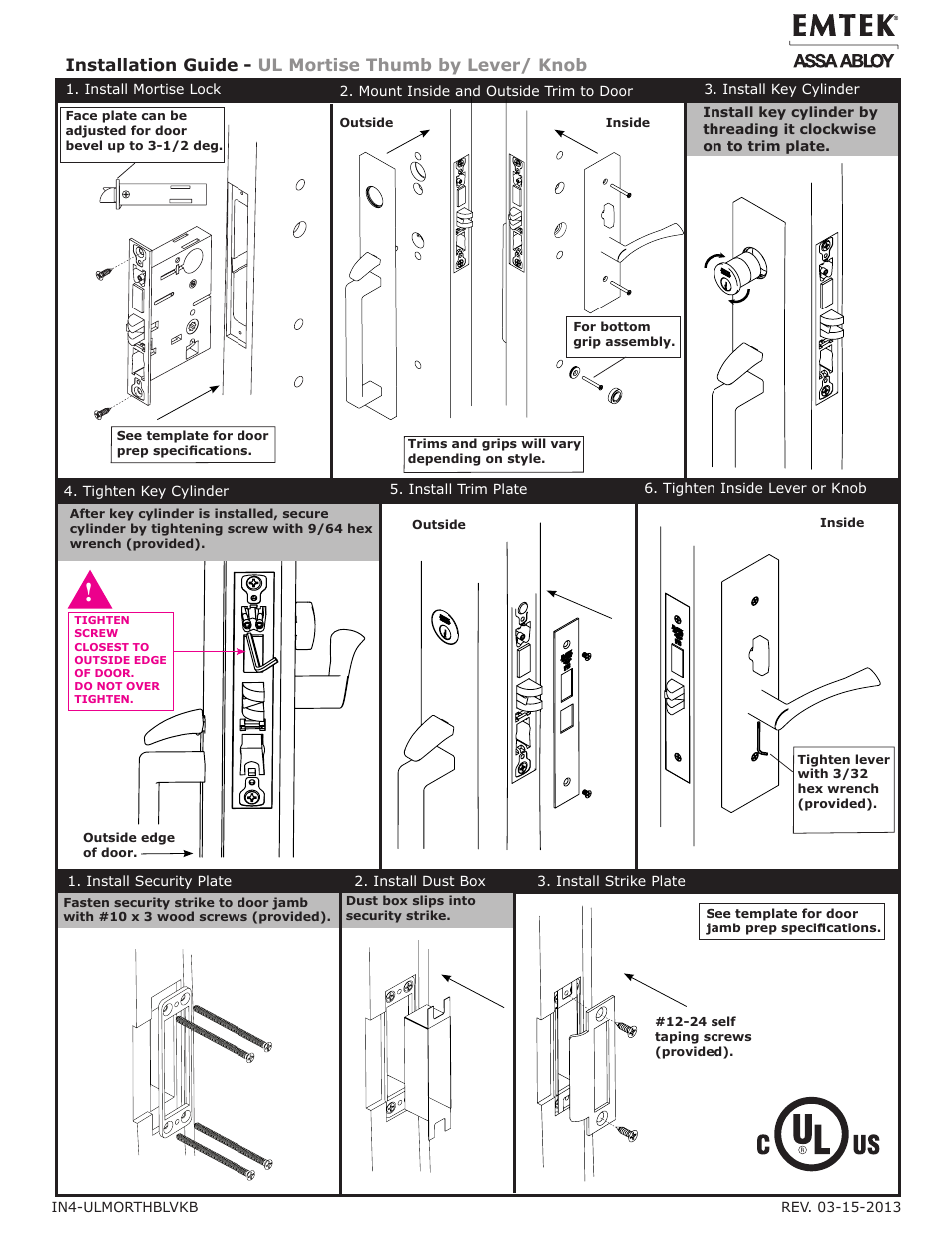 Emtek Thumb by Lever_Knob User Manual | 1 page