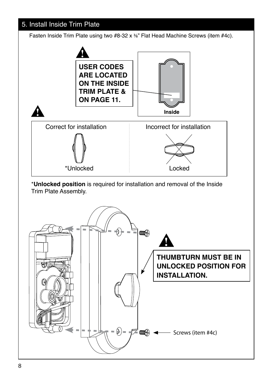 Emtek Keypad Deadbolt Locksets User Manual | Page 8 / 12