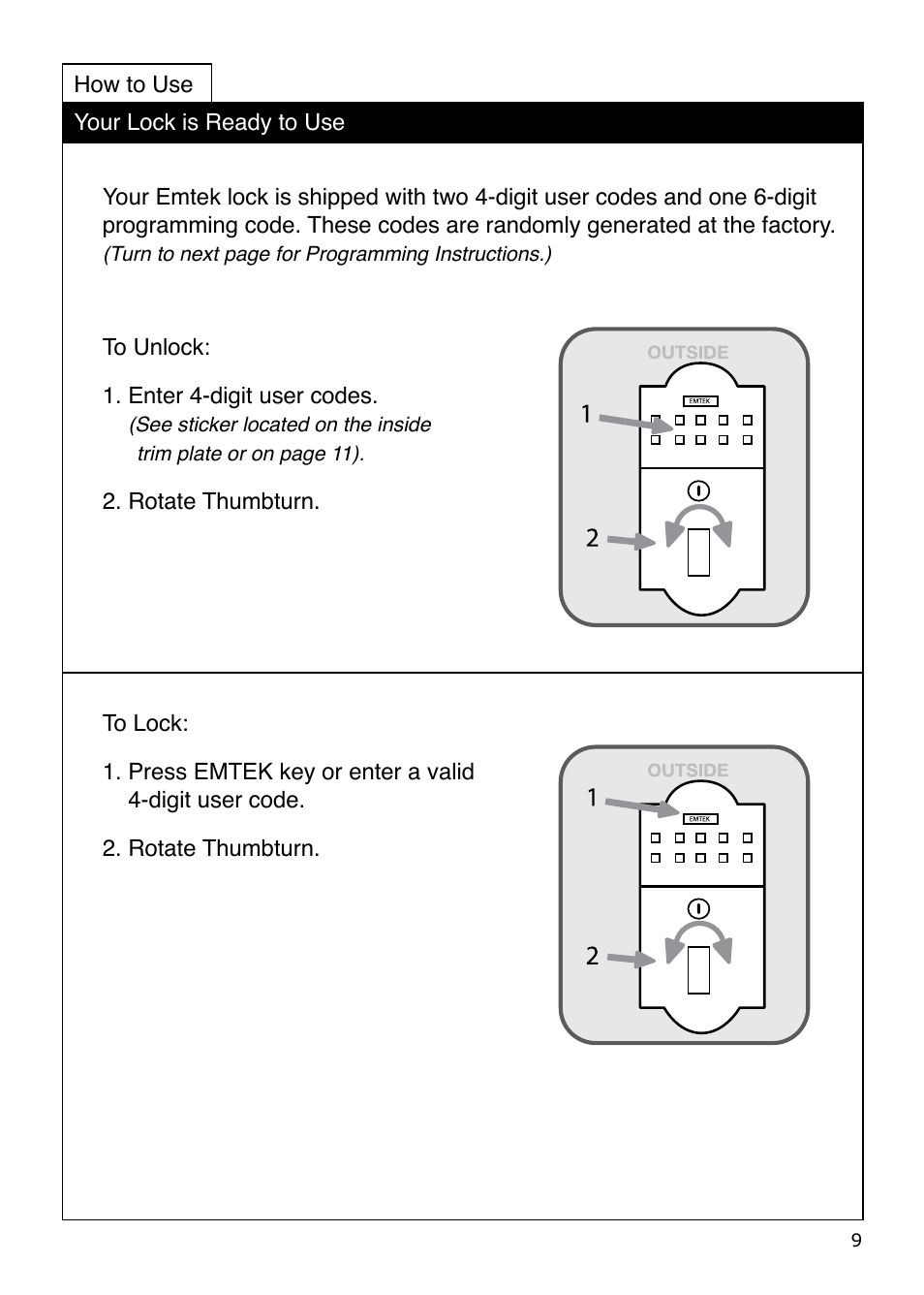 Emtek Keypad Deadbolt Locksets User Manual | Page 9 / 12