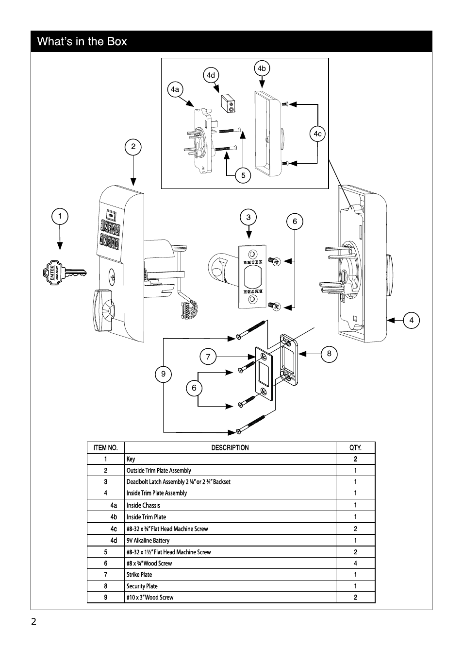 Emtek Modern Keypad Deadbolt Locksets User Manual | Page 2 / 12