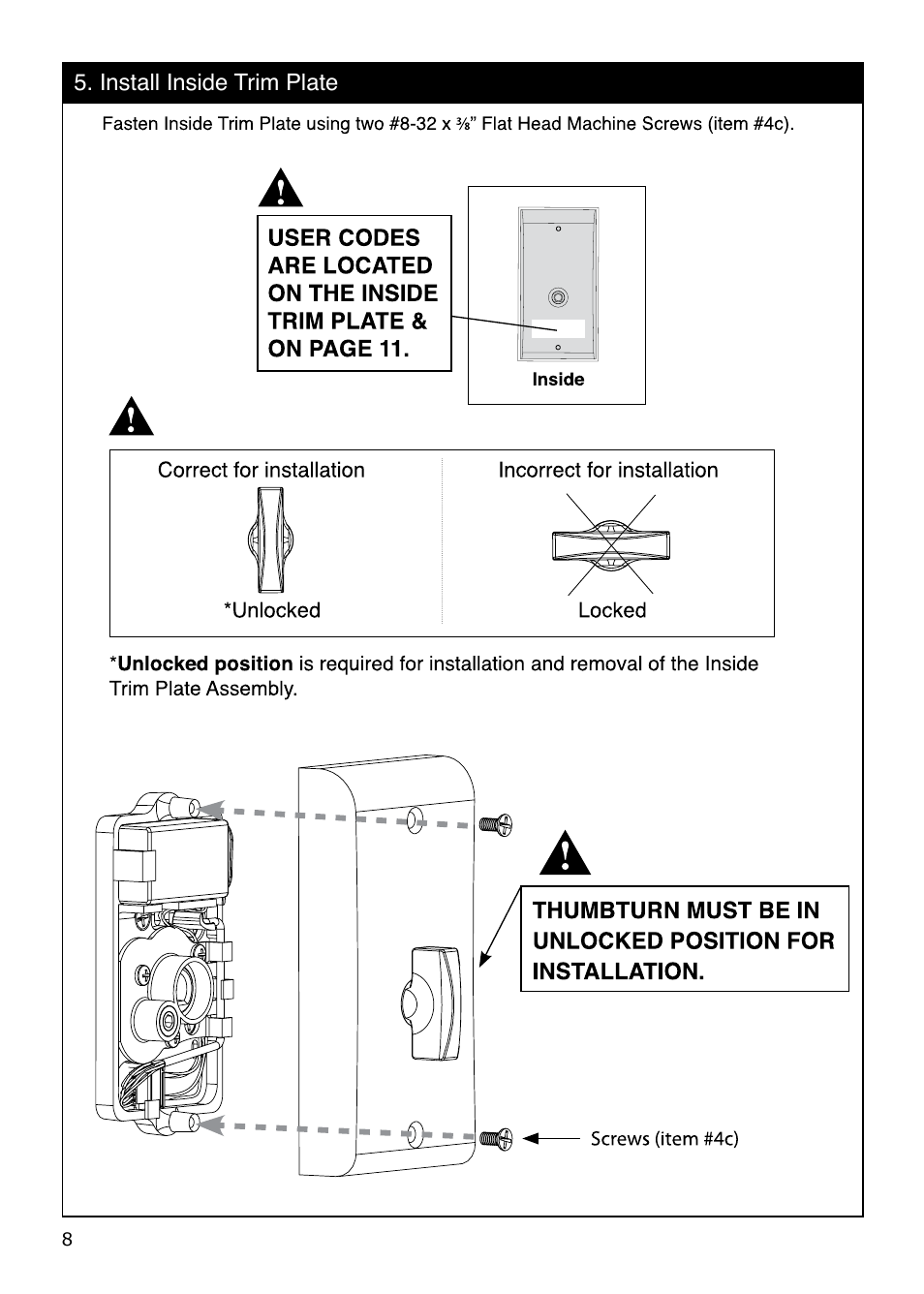 Emtek Modern Keypad Deadbolt Locksets User Manual | Page 8 / 12