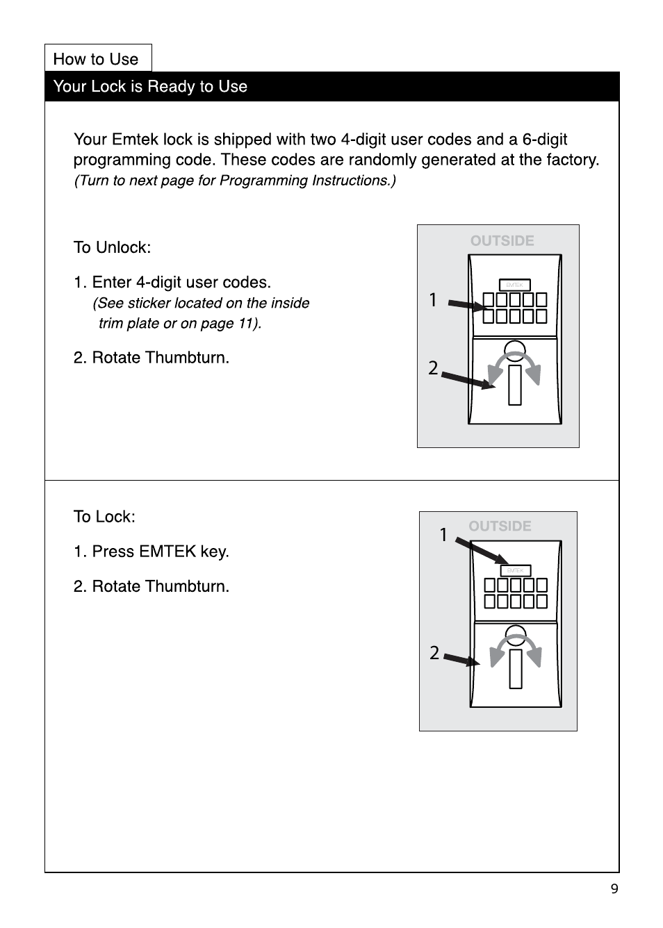 Emtek Modern Keypad Deadbolt Locksets User Manual | Page 9 / 12