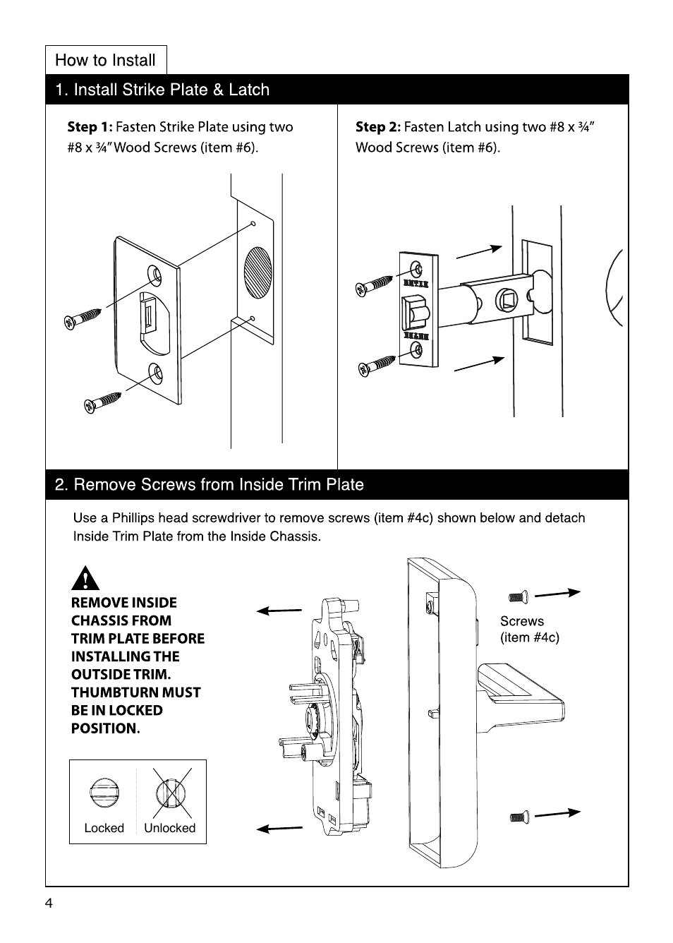 Emtek Modern Keypad Leverset Locksets User Manual | Page 4 / 12