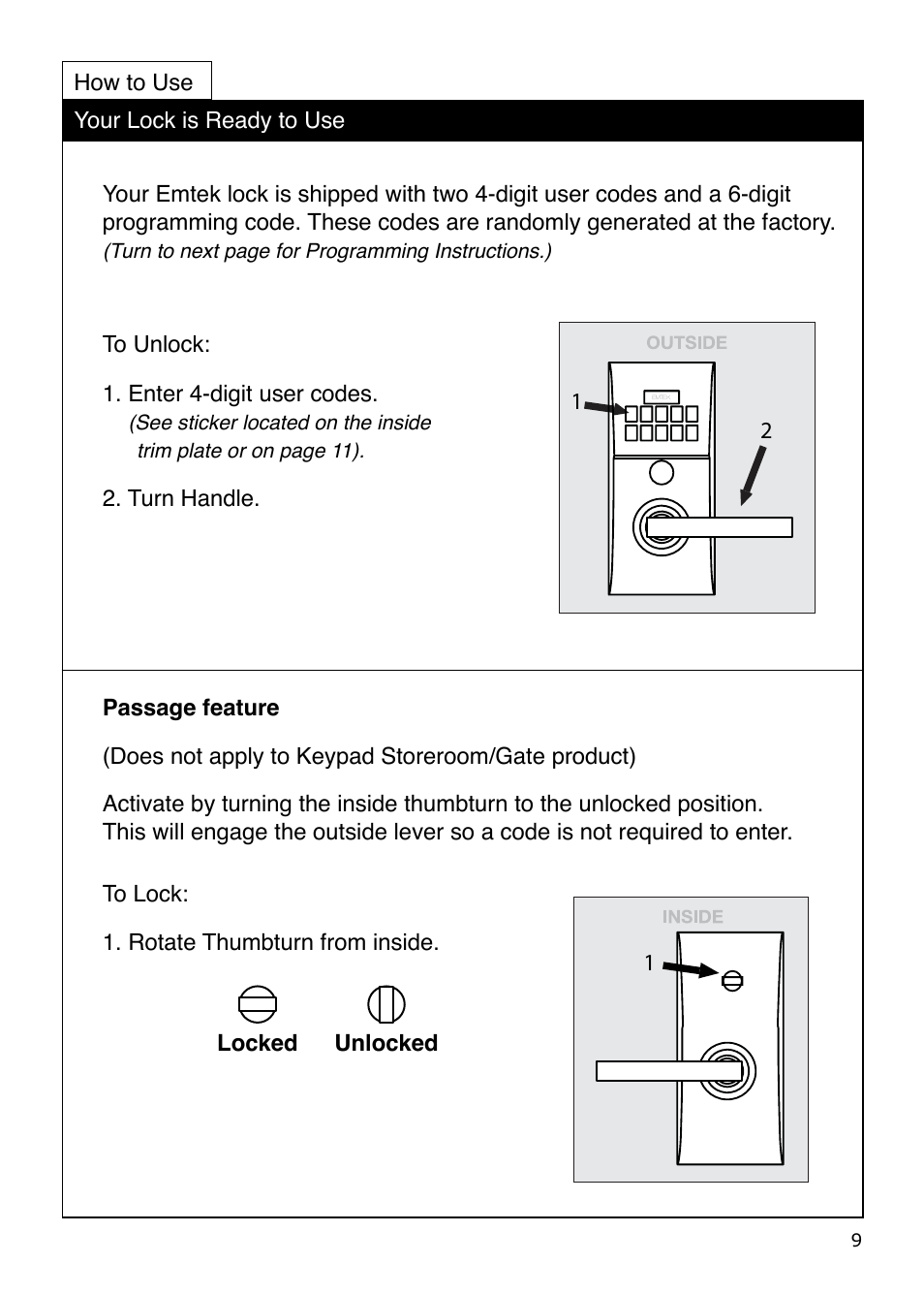 Emtek Modern Keypad Leverset Locksets User Manual | Page 9 / 12