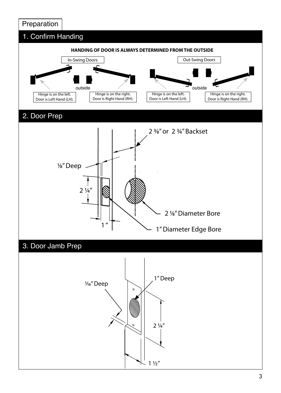 Preparation | Emtek EMTouch Keypad Leversets Locksets User Manual | Page 3 / 12