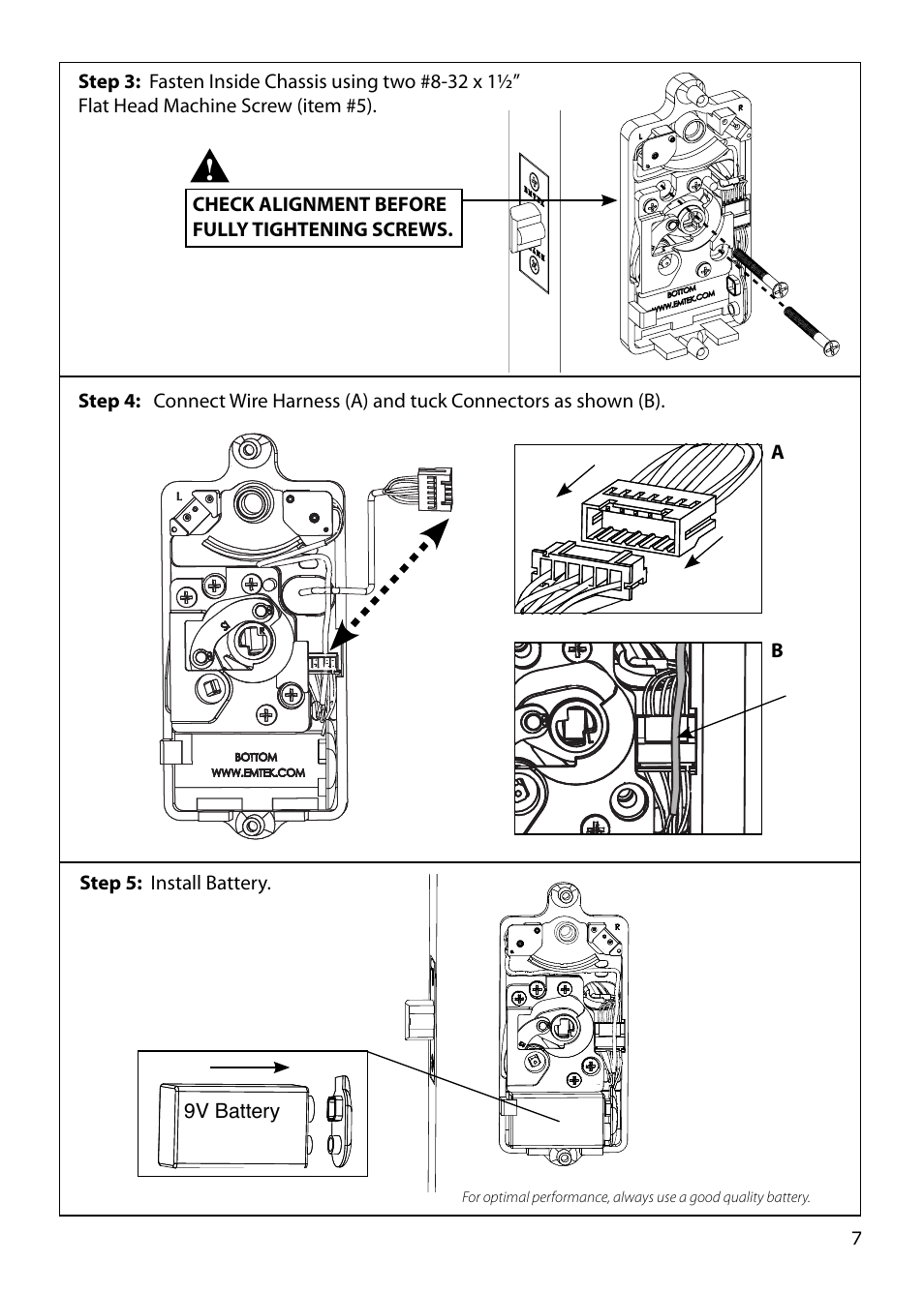 Emtek EMTouch Keypad Leversets Locksets User Manual | Page 7 / 12