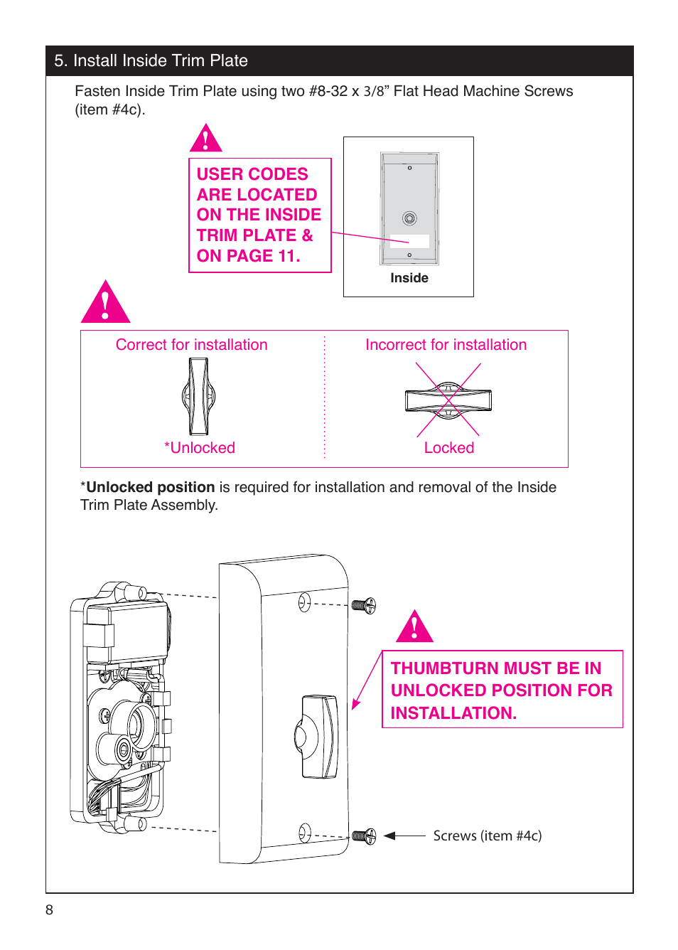 Emtek EMTouch Classic Style Electronic Keypad Deadbolt Locksets User Manual | Page 8 / 12