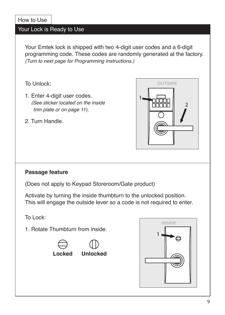 Emtek Modern Keypad Leverset Locksets (Adjustable Latch) User Manual | Page 9 / 12