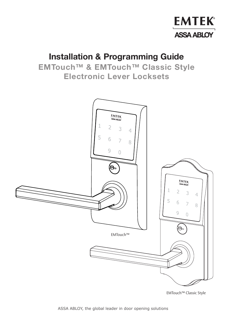 Emtek EMTouch Classic Style Electronic Keypad Leversets Locksets (Adjustable Latch) User Manual | 12 pages