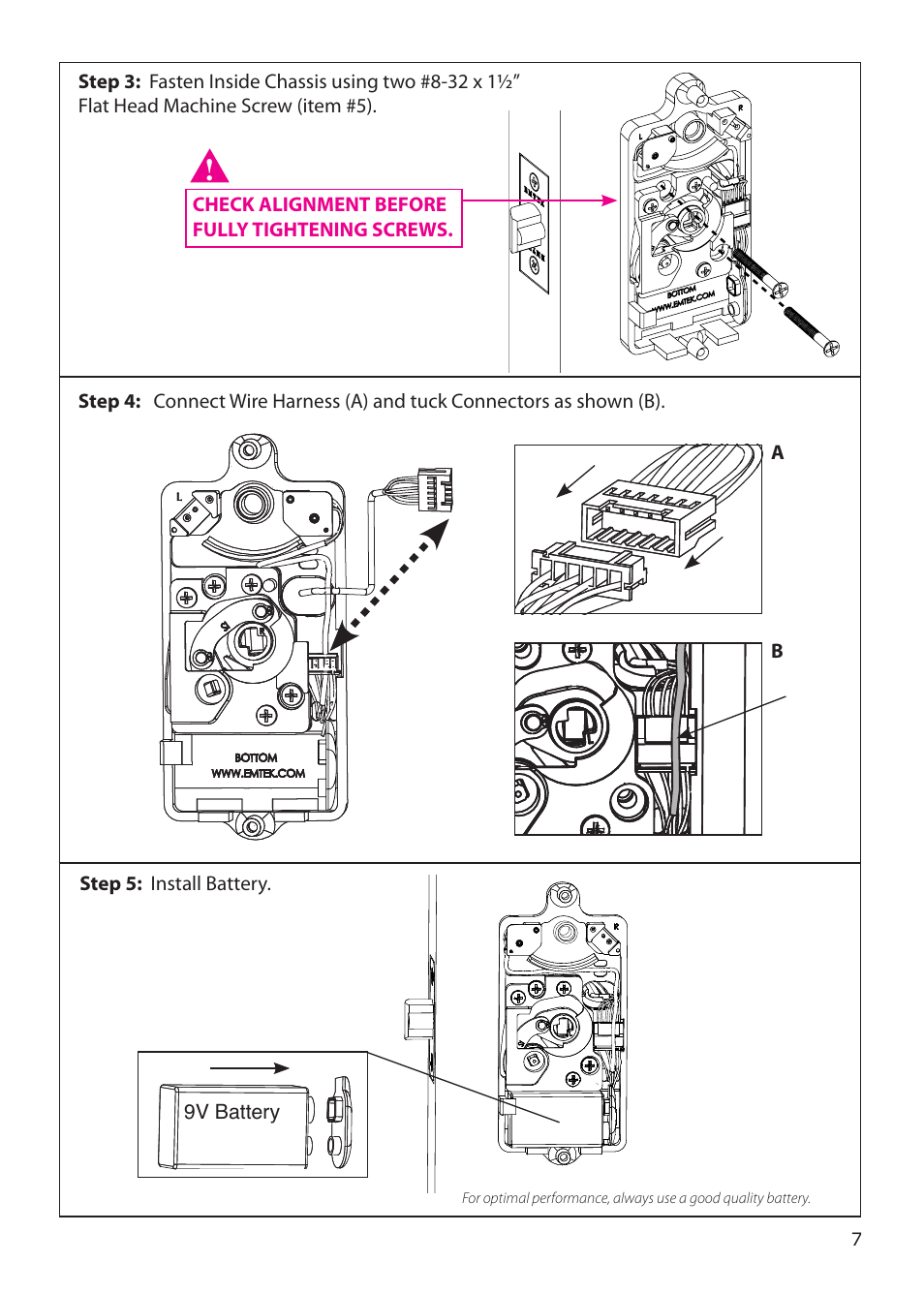 Emtek EMTouch Classic Style Electronic Keypad Leversets Locksets (Adjustable Latch) User Manual | Page 7 / 12