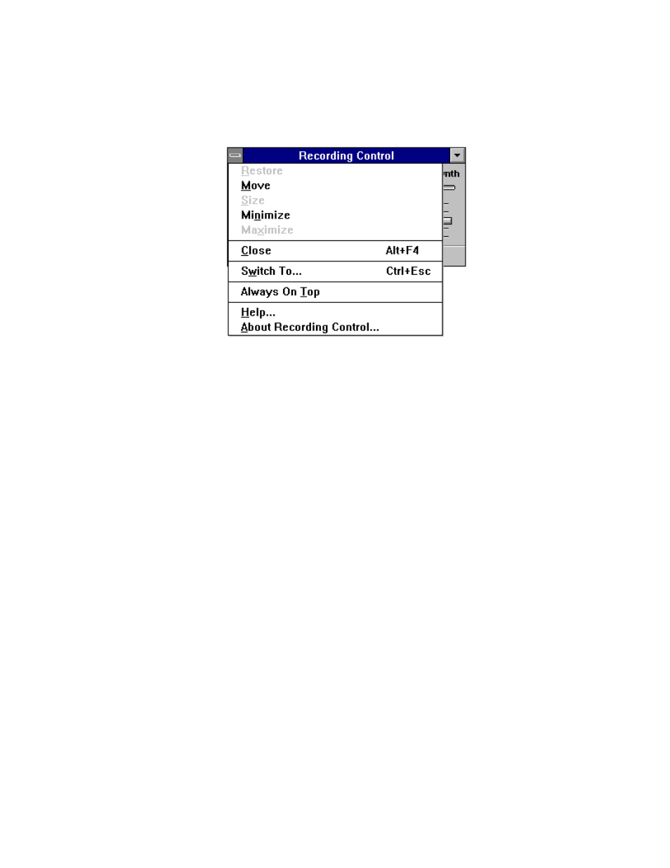 Recording control menu commands | EXP Computer AudioDrive Ver. 3.0 User Manual | Page 39 / 86