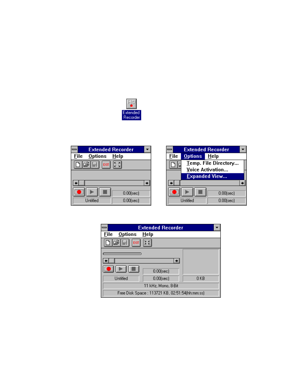 Starting the extended recorder | EXP Computer AudioDrive Ver. 3.0 User Manual | Page 47 / 86