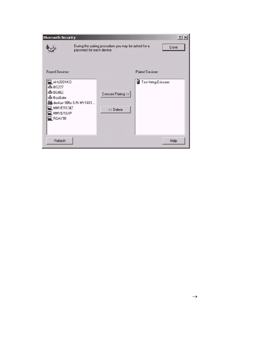 Initiating device pairing from btw to the phone | EXP Computer Bluetooth: Pairing to the Ericsson T68 Phone Using BTW 1.2 User Manual | Page 4 / 9
