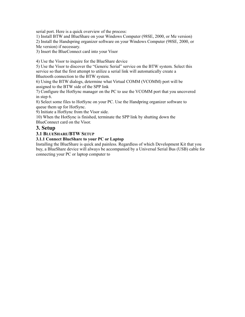Setup | EXP Computer Bluetooth: Wireless HotSync of the Handspring Visor User Manual | Page 2 / 16