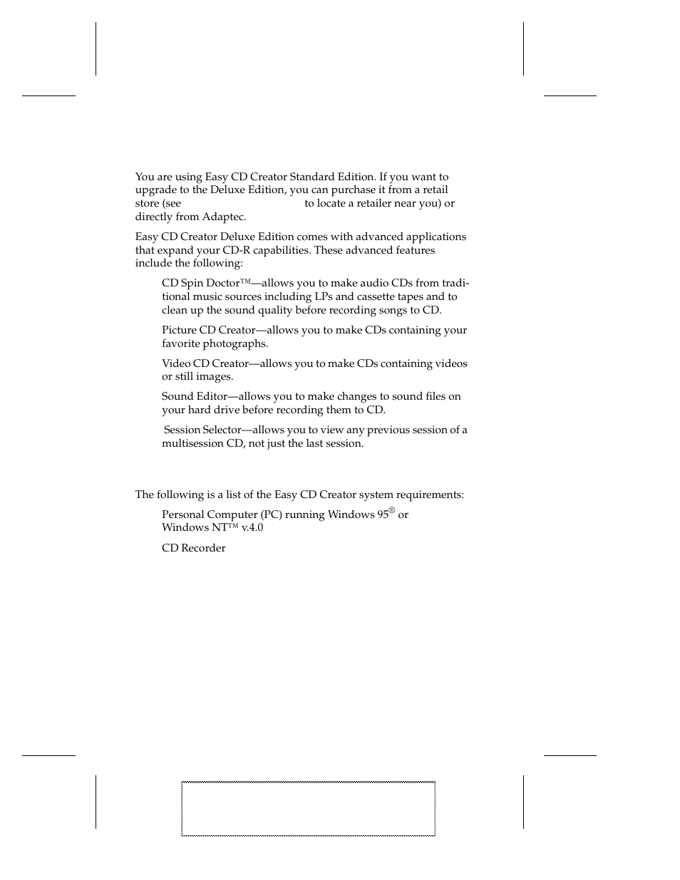 Deluxe edition features, System requirements, Deluxe edition features 1-2 | System requirements 1-2 | EXP Computer EXP CD-Rewriter Bundled S_W User Manual | Page 12 / 130