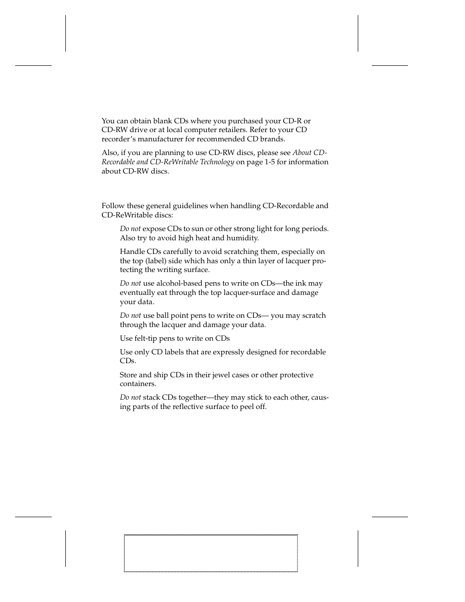 Obtaining blank cds, Care and handling of recordable cds, Obtaining blank cds 2-5 | Care and handling of recordable cds 2-5 | EXP Computer EXP CD-Rewriter Bundled S_W User Manual | Page 21 / 130