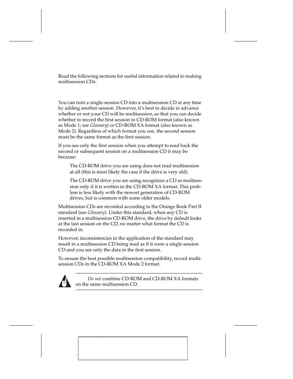 Multisession cd writing tips, Deciding which format to use: cd-rom or cd-rom xa, 1 the cd-rom drive you are using does not read mul | 2 the cd-rom drive you are using recognizes a cd a, Multisession cd writing tips 5-4, Deciding which format to use: cd-rom or cd-rom, Xa 5-4 | EXP Computer EXP CD-Rewriter Bundled S_W User Manual | Page 50 / 130
