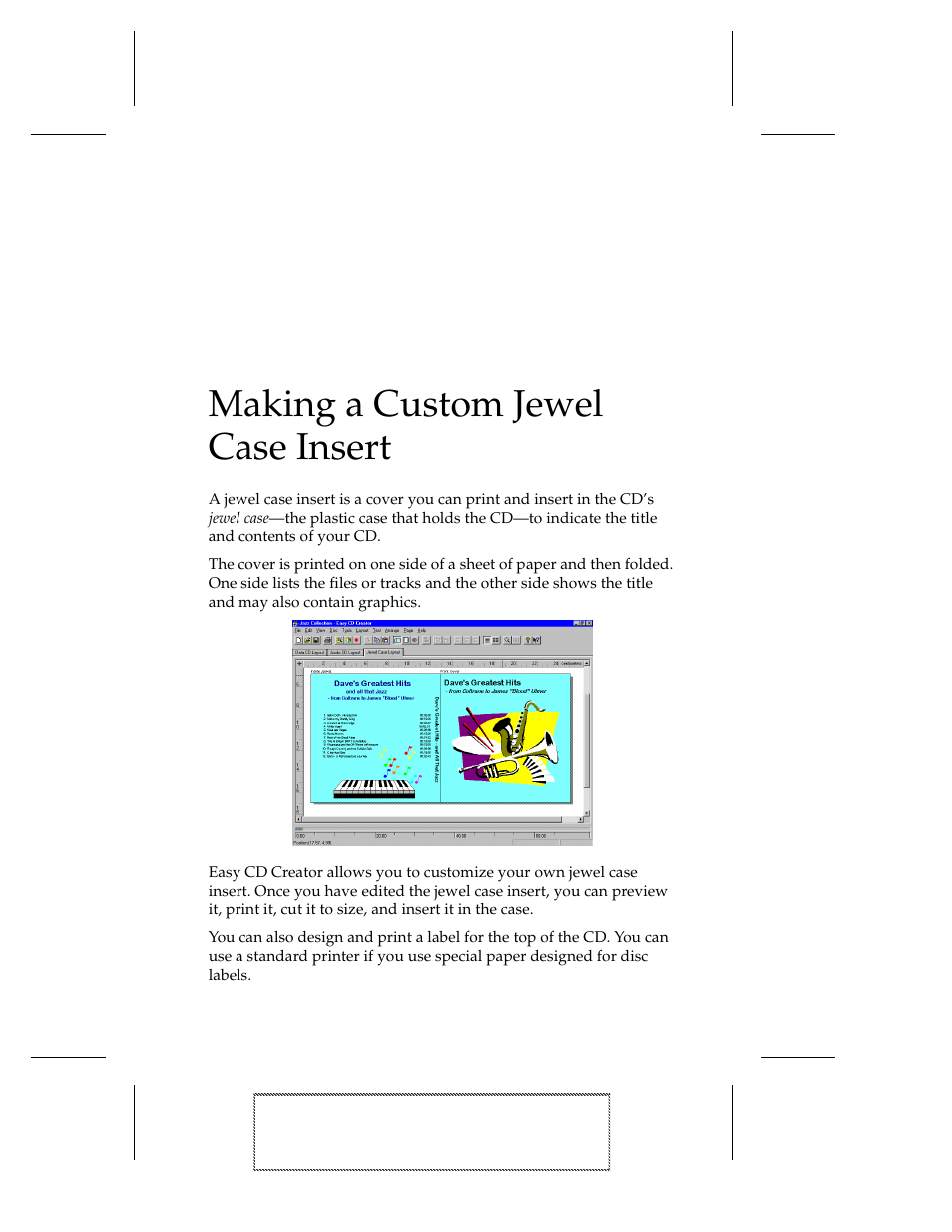 Making a custom jewel case insert, Ee chapter 10, making a custom jewel case insert | EXP Computer EXP CD-Rewriter Bundled S_W User Manual | Page 73 / 130