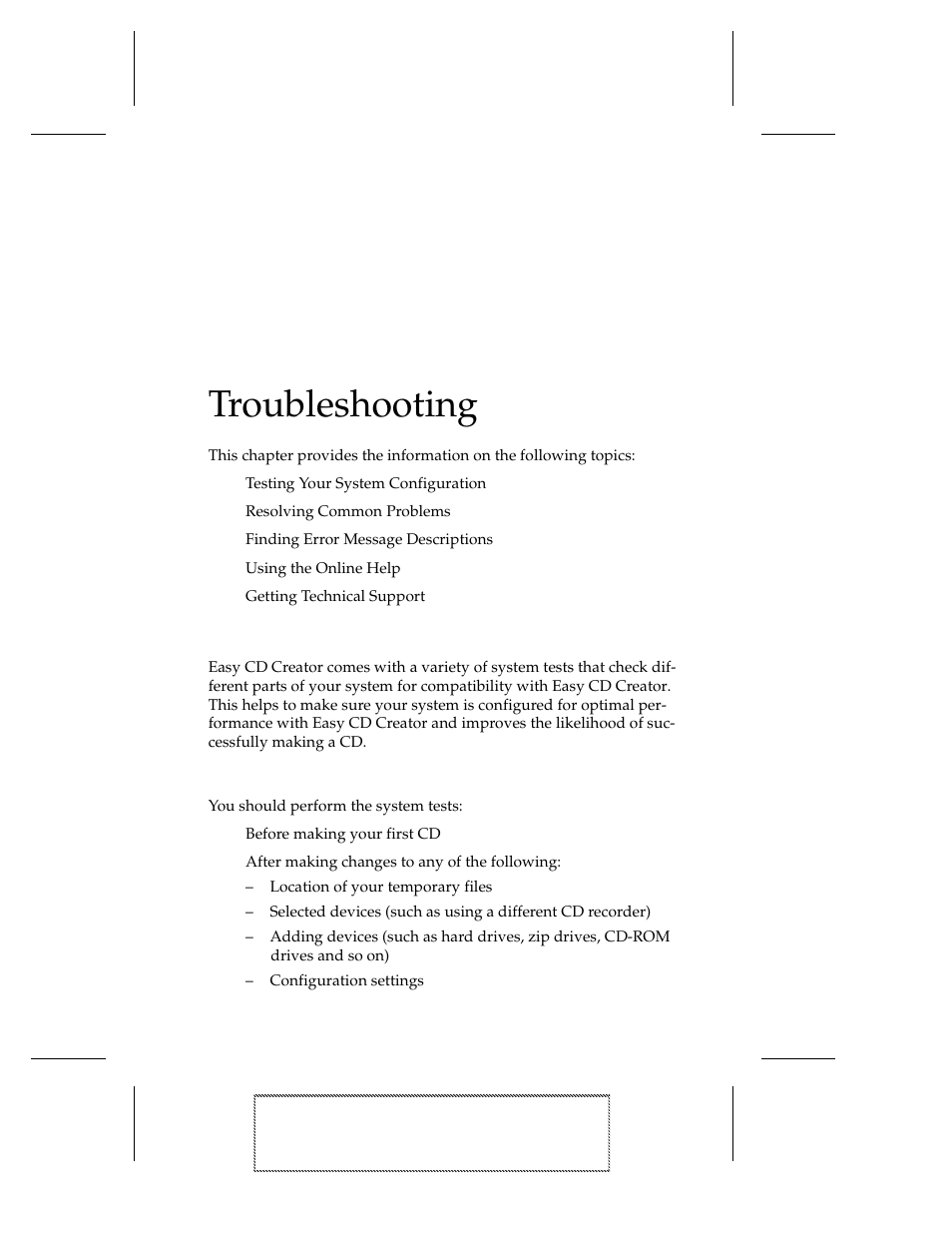 Troubleshooting, Testing your system configuration, When to test | Testing your system configuration 16-1, When to test 16-1 | EXP Computer EXP CD-Rewriter Bundled S_W User Manual | Page 87 / 130