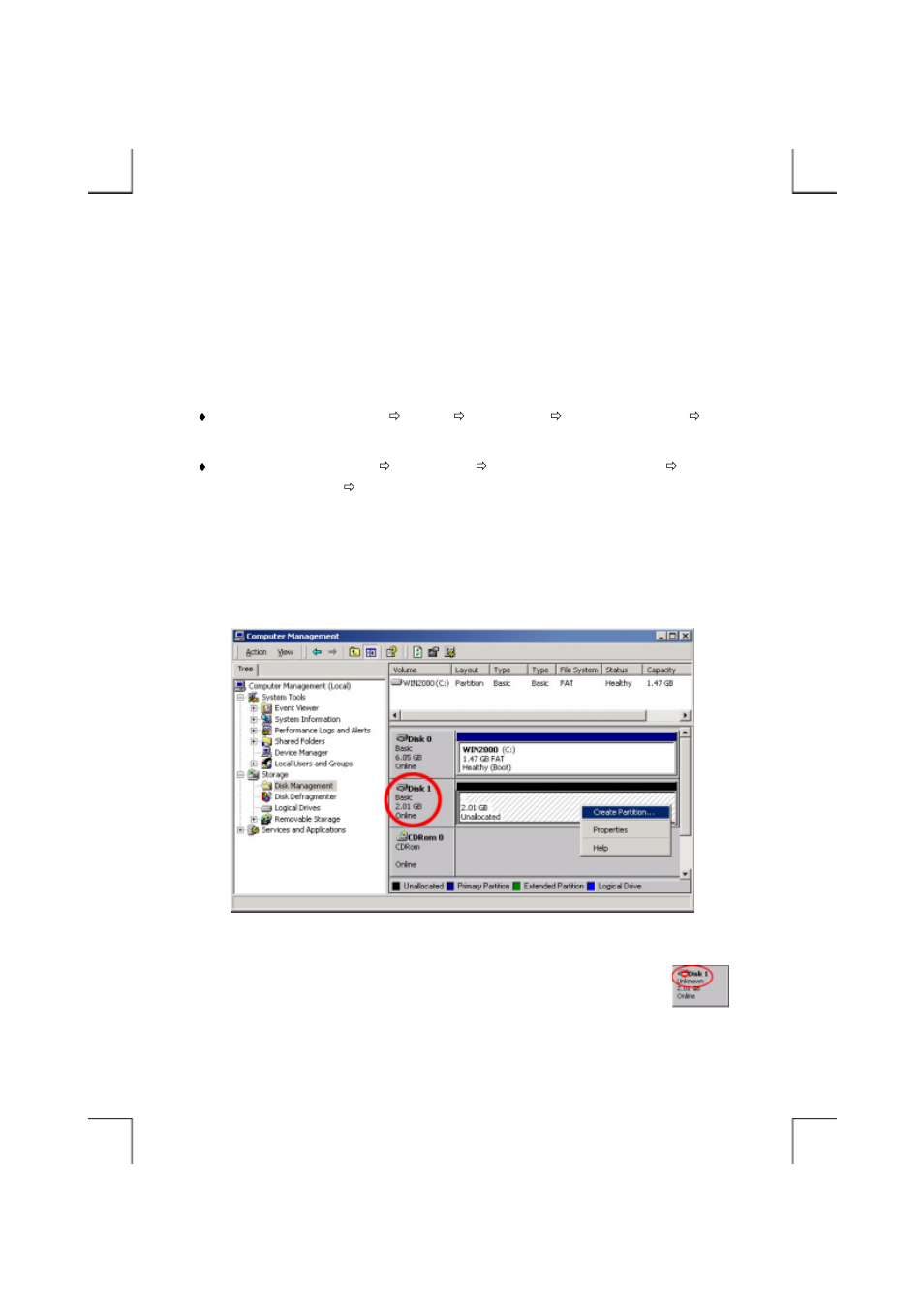 Using disk management under windows 2000/xp | EXP Computer HD TRAVELER E PCMCIA (including Win 2000 XP) User Manual | Page 32 / 36