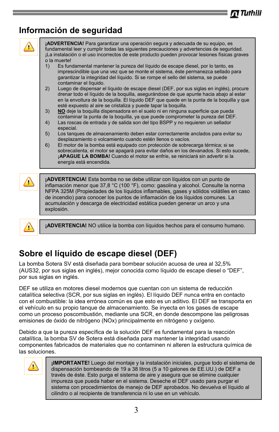 3 información de seguridad, Sobre el líquido de escape diesel (def) | Sotera SV Series User Manual | Page 15 / 48
