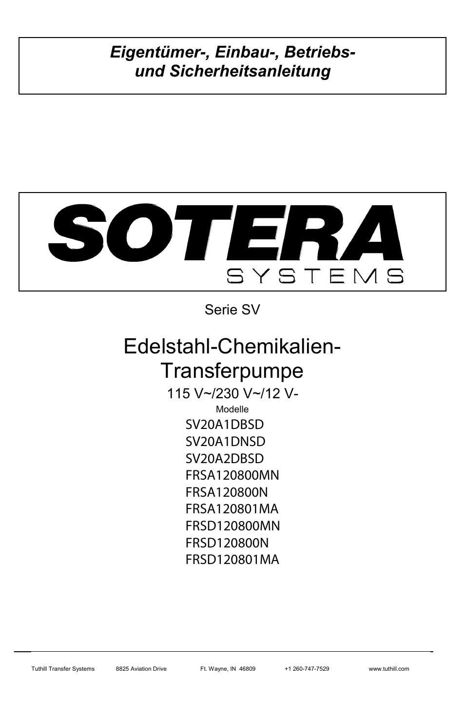 Edelstahl-chemikalien- transferpumpe | Sotera SV Series User Manual | Page 37 / 48