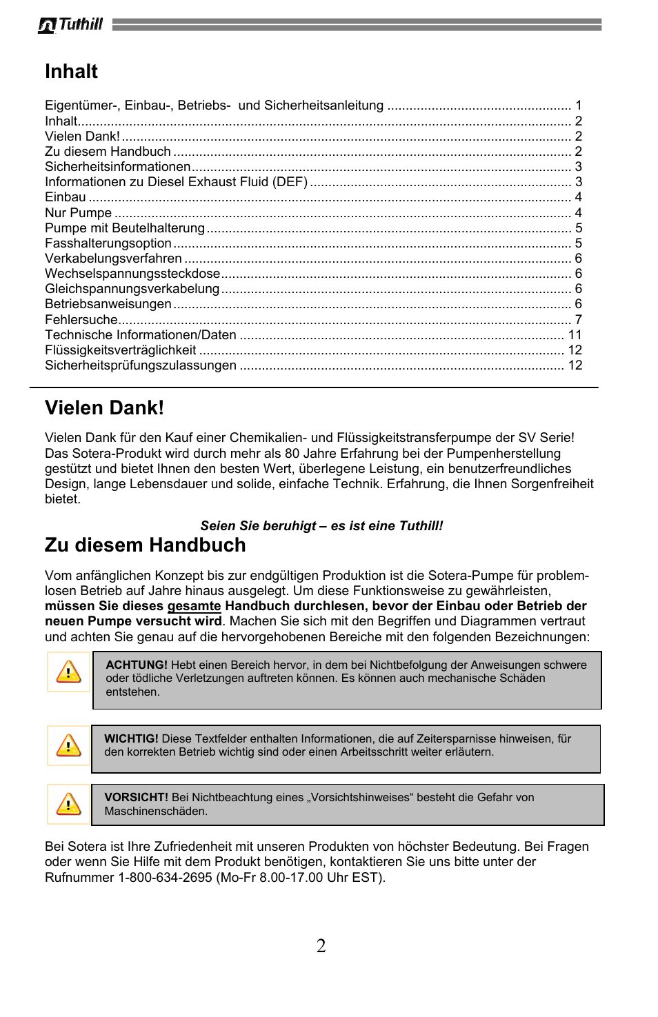 Inhalt, Vielen dank, Zu diesem handbuch | Sotera SV Series User Manual | Page 38 / 48
