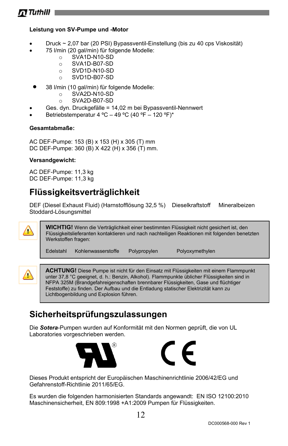 Flüssigkeitsverträglichkeit, Sicherheitsprüfungszulassungen | Sotera SV Series User Manual | Page 48 / 48