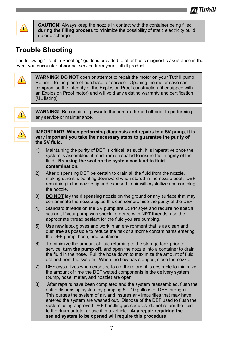 Trouble shooting | Sotera SV Series User Manual | Page 7 / 48